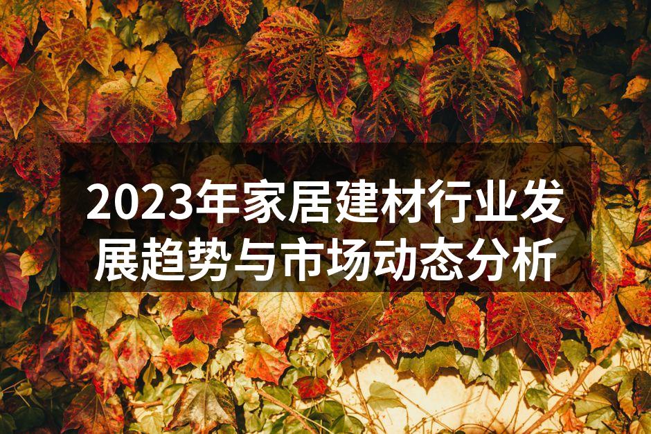 2023年家居建材行业发展趋势与市场动态分析